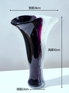 现代简约轻奢黑白水墨拼接琉璃花瓶样板间客厅桌面高级感摆件玻璃