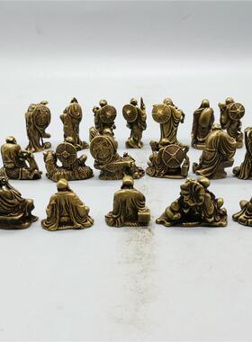 新款直销古玩收藏仿古铜器桌面摆件十八罗汉黄铜小摆件桌面茶宠小