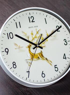 30cm中式金鹿钟表客厅艺术挂钟简约现代時鐘wall clock时钟石英钟