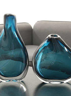 不规则现代简约玻璃透明花瓶 异形插花花器创意软装设计装饰摆件