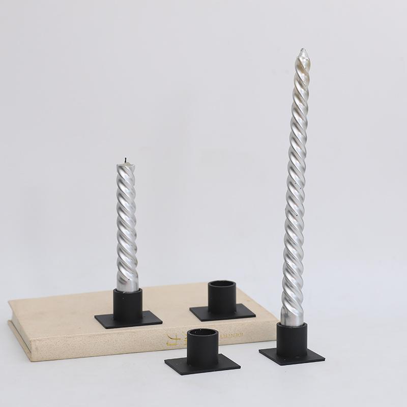 跨境工厂新款方形小烛台黑色铁艺装饰家居工艺品金属摆件浪漫烛光 - 图2