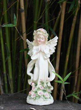 西式少女祈祷天使雕塑模型摆件庭院公园摆件办公室内装饰品工艺品
