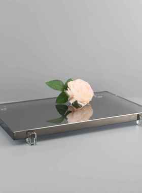 新中式烟灰色水晶饰品托盘样板房卧室111书房摆客厅餐厅桌面玄关