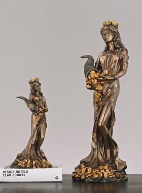 欧式QKD2051富女神像树脂工艺品财居天使摆设家装饰商务送礼桌面