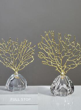 简约创意发财树摆件高档轻奢大理石客厅酒柜电视柜招财家居装饰品