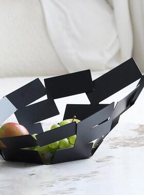 新款直销轻奢抽象几何果篮客厅金属零食干果盘镂空茶几样板房装饰