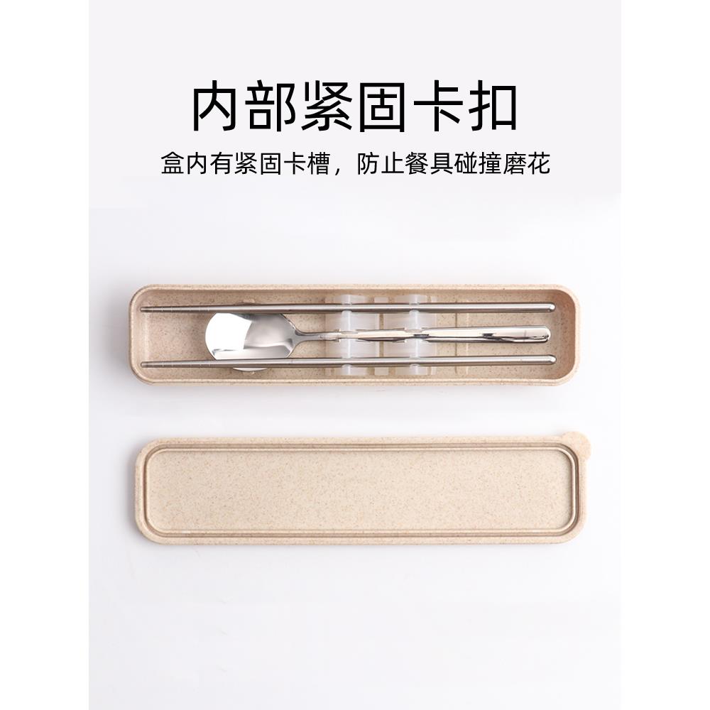 稻壳小麦秸秆儿童便携餐具防摔三件套可爱叉子勺子筷子套装耐高温