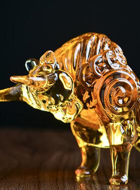 新加坡黄水晶牛摆件 动物摆件招财牛气冲天牛年吉祥家居客厅装