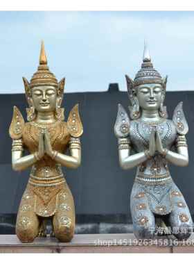 泰国跪侍女摆件雕刻礼仪迎宾家居装饰工艺品玄关摆设开业结婚礼品