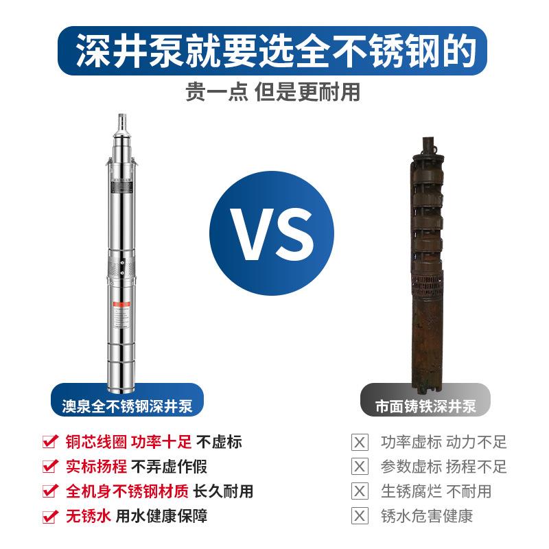 QJ/QJD不锈钢深井泵井用潜水泵家用多级潜水泵220V高扬程全铜电机 - 图1