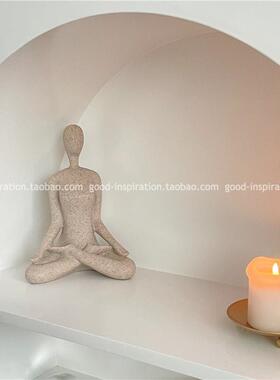 树脂砂岩瑜伽女孩装饰品斯堪的纳维亚家庭装饰品画人物雕塑工艺小