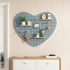 Customized solid wood hole board entry home storage rack love hole board decorative storage wall storage shelf porch hanging