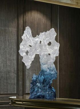 现代抽造象透明办树脂雕塑珊瑚居型公室摆件别墅家样透明抽象板间