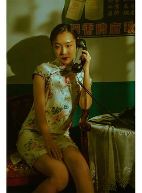 老式转盘电话机复古装饰道具古董老物件摆件彩色怀旧座机 仅摆设