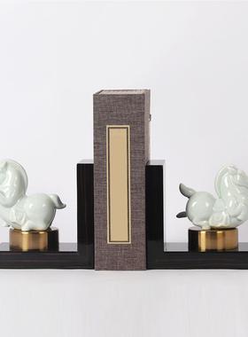 中家公居装饰品陶瓷马书档挡SQ10952书立书靠摆设书书房办室架桌