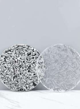 现代轻奢玻璃圆形果盘托盘068件关卧玄室板摆房客厅茶几家居样装