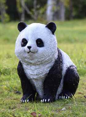 户外花园庭院草坪人造动物熊猫摆件幼儿园玻璃纤维雕塑园林景观装