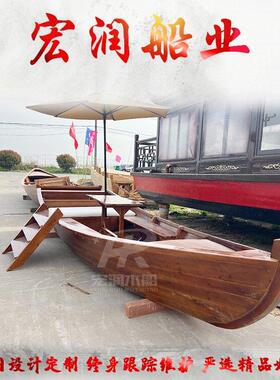 木船真船可下水实木仿古餐饮喝茶露营网红打卡欧式景观道具摆件