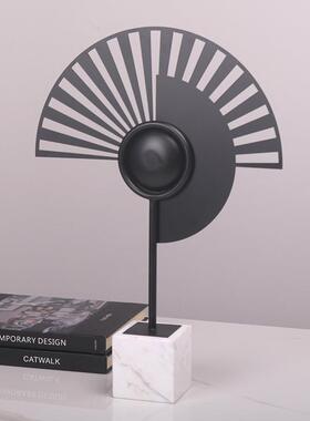 简约现代创意几何金属摆件样板房轻奢饰品电视柜翎羽雀眼图腾摆设