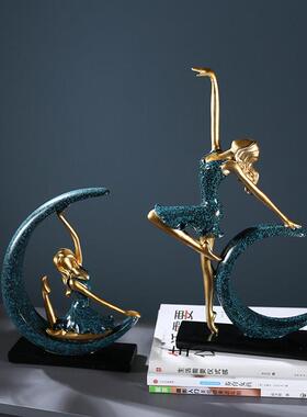 月亮女神人物现代酒柜轻奢摆件 客厅创意电视柜房间柜子装饰品