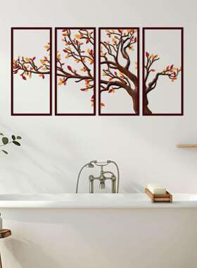 跨境铁艺树枝4件套壁挂壁饰金属装饰创意工艺品墙饰客厅剪影壁饰