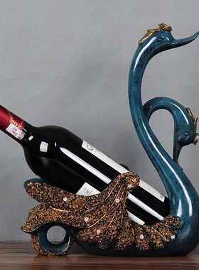 欧式天鹅红酒架装饰品摆件创意简约家居酒柜客厅玄关乔迁新居礼物