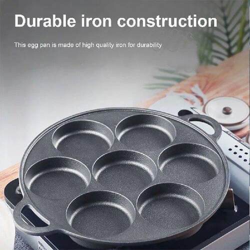7 Hole Non-Stick Skillet Omelet Pan Frying Pot Cast Iron - 图2