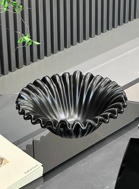 高级感法式波浪纹水果盘客厅家用茶几果盘轻奢高档糖果托盘干果盘
