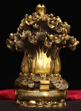 黄铜白菜聚宝盆摆件黄铜存钱罐办公室家居黄铜工艺开业礼品