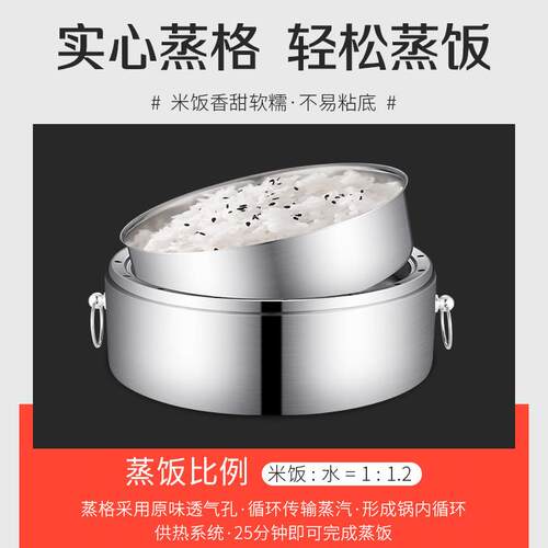 26-36CM不锈钢加厚复底多层304节能蒸锅家用不串味蒸米饭无孔蒸笼 - 图1