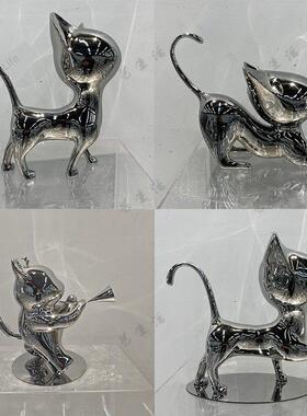 不锈钢镜子松鼠猫兔子模拟动物雕塑售楼处户外景观草坪装饰摆件