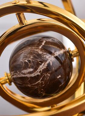 欧式轻奢金属旋转地球仪装饰品客厅小众高级感桌面装饰摆件厂