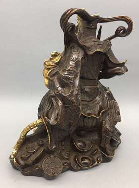 铜赵公明摆件家用店铺公司武财神铜像骑虎财神赵公明摆设