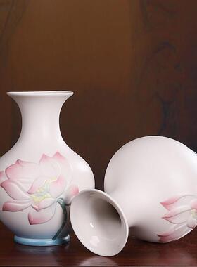 久畔陶瓷青粉莲花瓶家用客厅供奉观音佛前佛具用品摆件装饰插花瓶