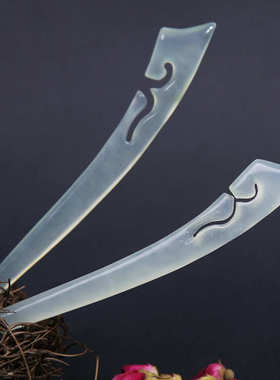 宏兴工厂岫玉 玉石发簪 古典风 镂空雕刻 流线型发钗批发