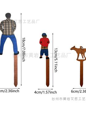 跨境新款趣味盆栽木质迷你插牌父亲儿子狗狗庭院家居花盆装饰