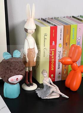 样板房儿童房书房书桌装饰品小摆件卡通芭蕾假书挂画现代装饰摆件