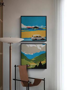 不够艺术治愈极简客厅风景装饰画轻奢高级感餐厅挂画书房墙面壁画