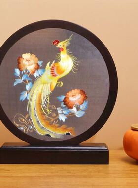 苏绣双面绣工艺品刺绣高颜值纯手工刺绣檀木台屏摆件