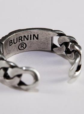 古巴链拼接戒指指环开口复古做旧个性字母时尚情侣饰品