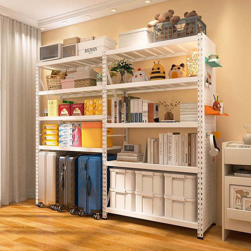 White hollow hole board shelf balcony household storage rack multi-layer living room luggage trolley box storage shelf