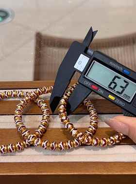 水波纹天珠玛瑙镶嵌铜片单圈手串文玩时尚饰品佛珠手链简约百搭