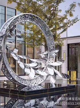 304不锈钢大雁环形雕塑广场不锈钢景观大雁圆环雕塑现货优惠