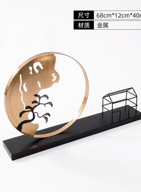 现代新中式意境金属摆件别墅客厅禅意招财工艺品进门玄关软装饰品