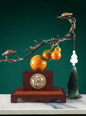 多子多福石榴铜如意摆件创意家居客厅玄关壁柜装饰美好寓意工艺品