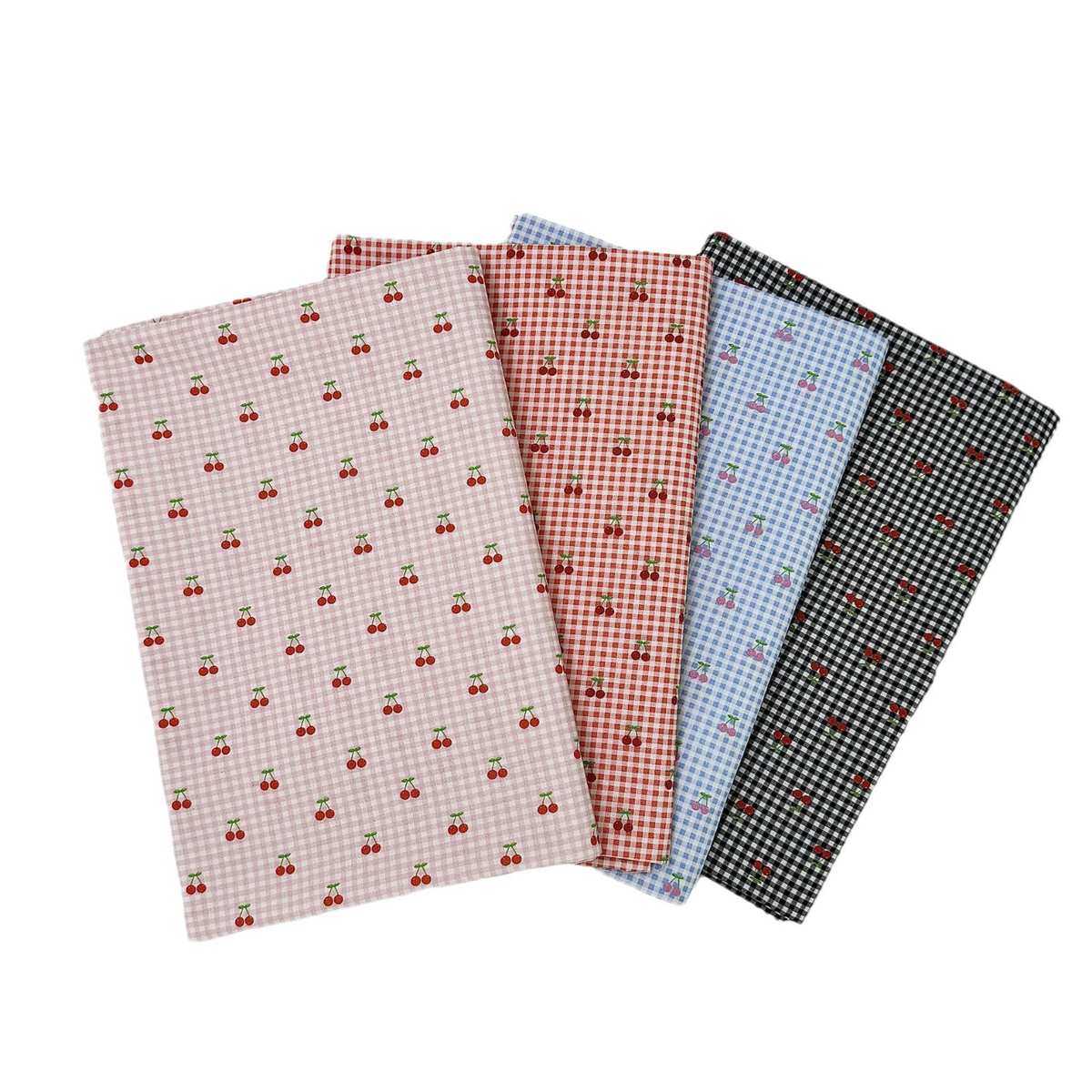 全棉平纹60支数码印花布料 格子樱桃花布手工diy箱包发饰童装面料,淘宝优惠券,粉丝福利购,淘宝优惠卷