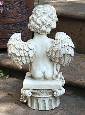 欧式仿古色花园天使雕塑创意摆设园林庭院装饰工艺品树脂摆件