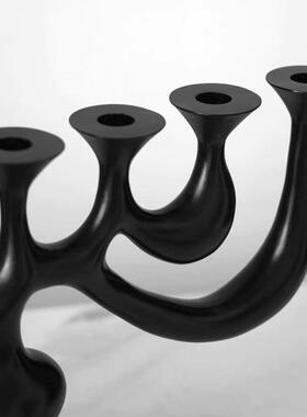 现中古风法式TPL多孔树脂烛台摆件代创意样板间民复宿餐古厅软装