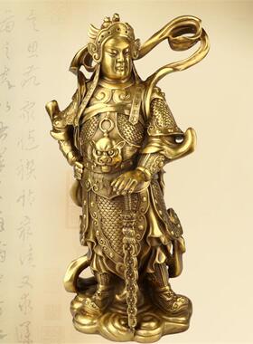 关公黄铜韦陀像提刀关公像开业礼品摆件金属工艺品铜D6122佛像家
