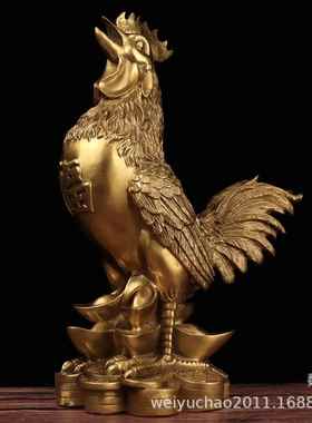 纯铜鸡摆件大吉大利铜公鸡元宝鸡福字鸡客厅家居装饰品摆设工艺品